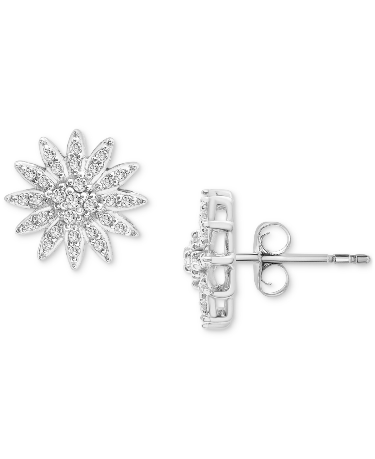 Macy's 2-pc. Set Diamond Starburst Pendant Necklace & Matching Stud Earrings (1/2 Ct. T.w.) In Sterling Sil In Sterling Silver