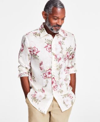 Club Room - Men's Belize Long Sleeve Button-Front Floral Print Linen Shirt