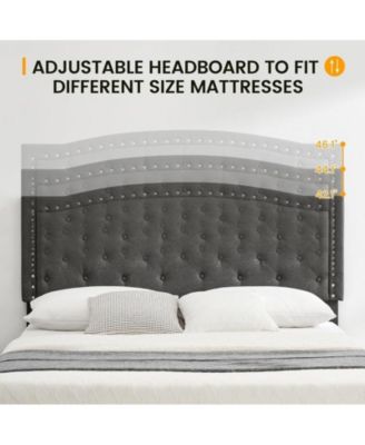 Queen Size Bed Frame with Button Tufted Headboard, Mattress Foundation, Easy Assembly, No Box Spring Needed