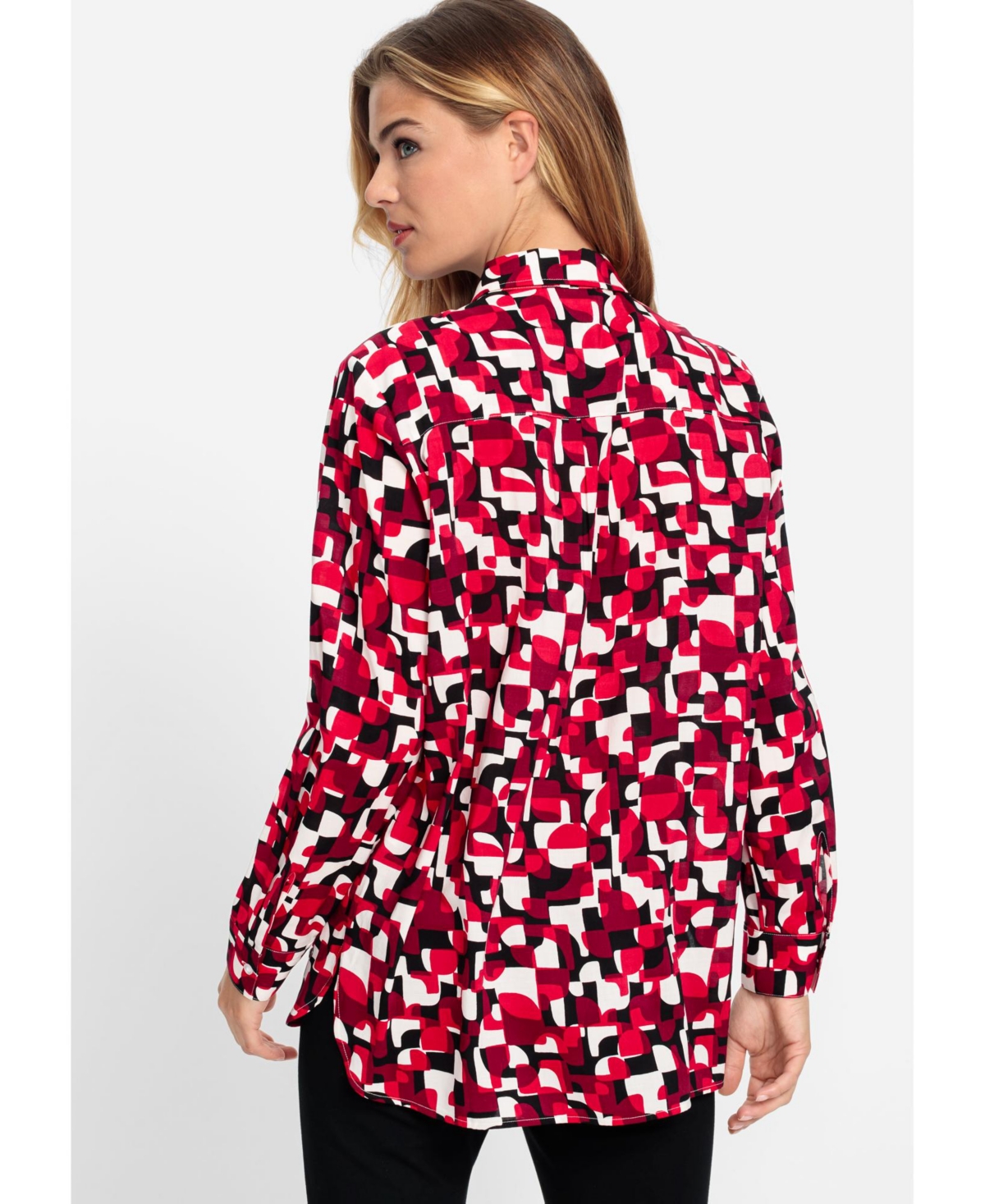 Olsen Women's 100% Viscose Geo Print Shirt