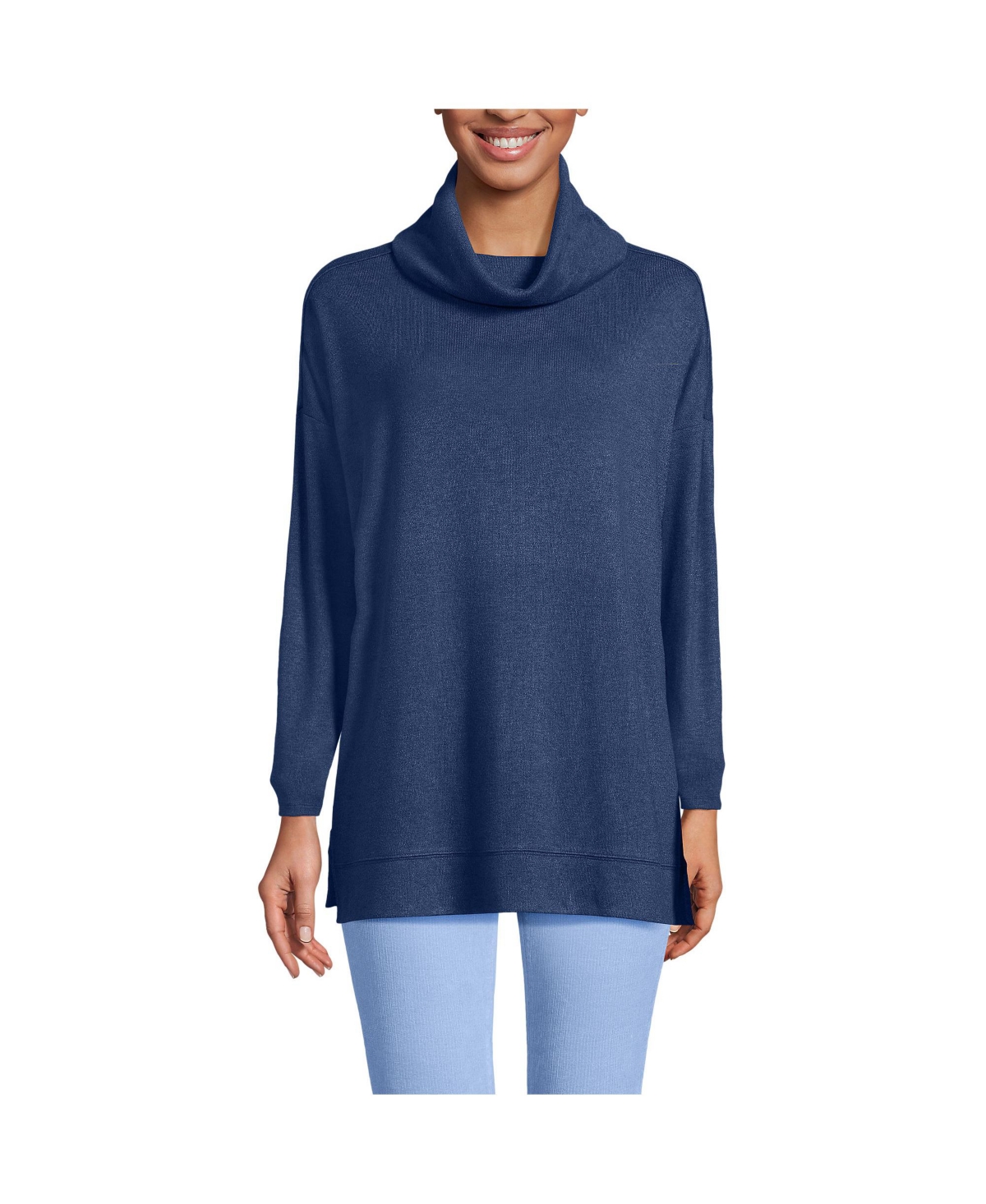 Lands' End Women's Long Sleeve Cozy Knit Cowl Neck Tunic