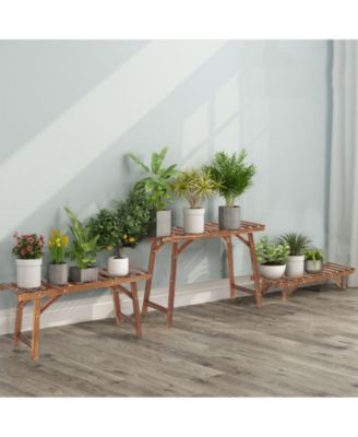 3pcs Plant Rack Stand Ladder Garden Corner Flower Pots Holder Wood Display Shelf