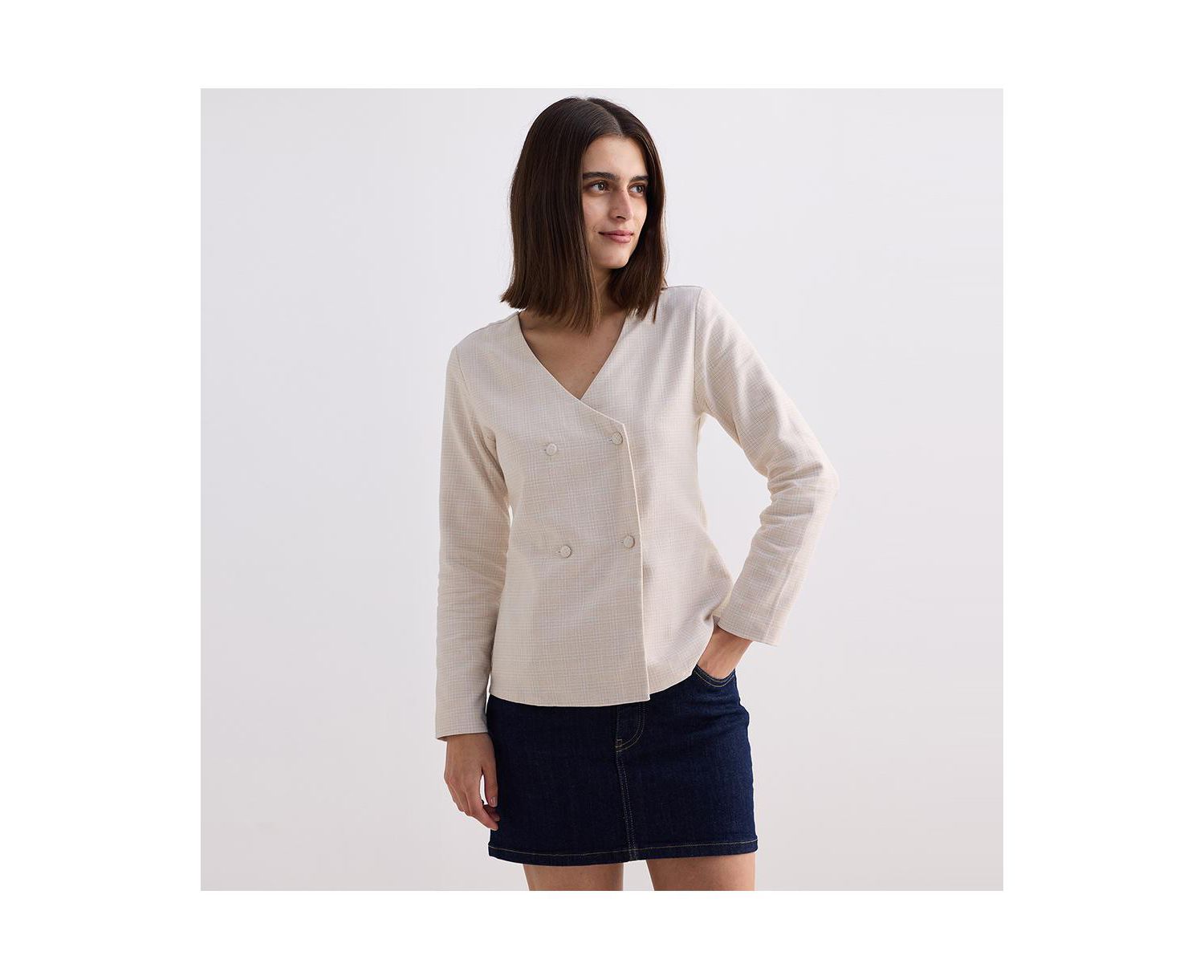 Women's Fitted Cotton Tweed Jacket
