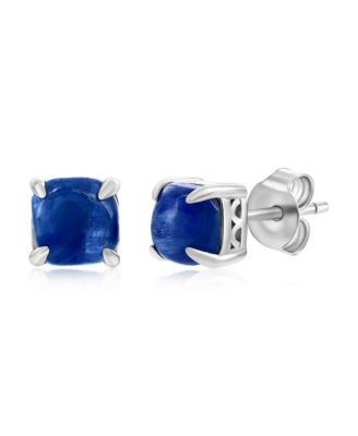 Sterling Silver, 6mm Square Stud Earrings (Available in Larimar, Lapis, Malachite or Kyanite)