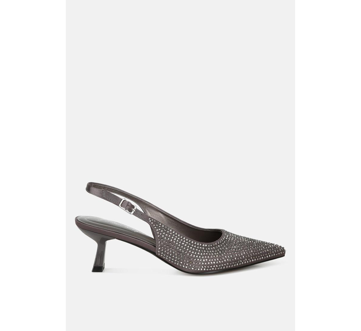 Amashi Rhinestones Embellished Slingback Sandals - Rose gold