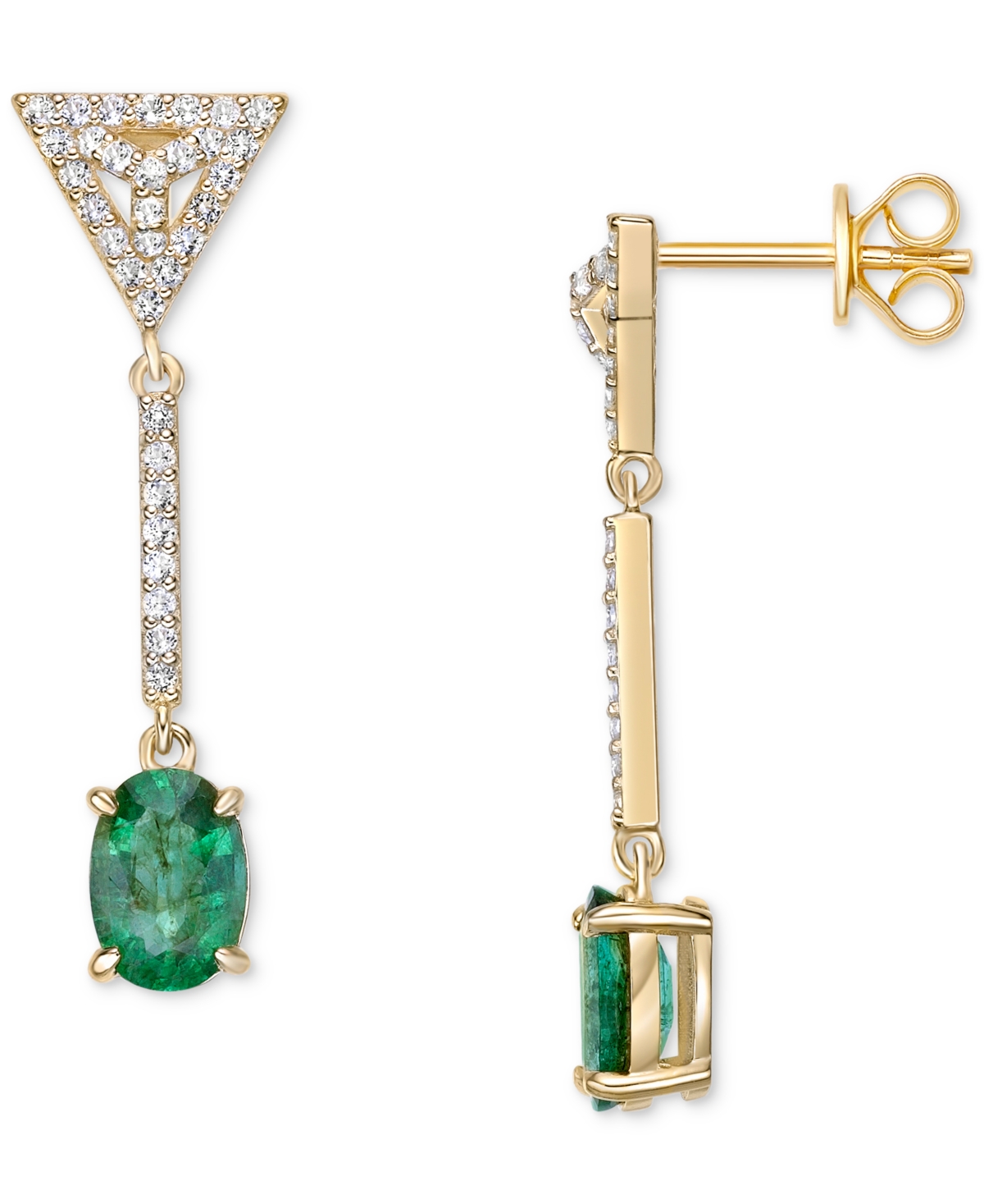 Macy's Emerald (2 Ct. T.w.) & White Topaz (1/3 Ct. T.w.) Linear Drop Earrings (also In Ruby & Sapphire) In Emerald