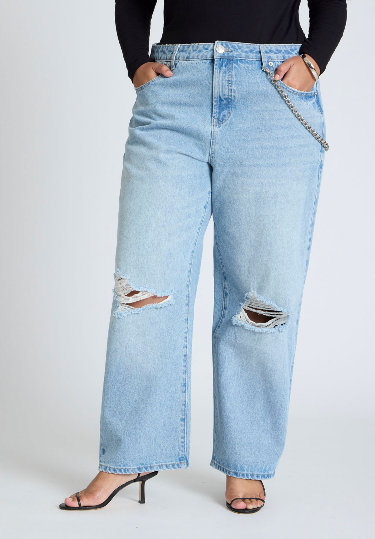 Eloquii Plus Size The Loose Jean With Chain