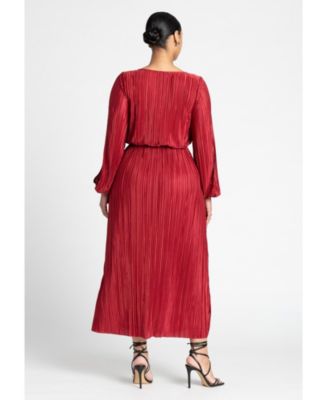 Women's Plus Size Plisse Open Sleeve Dress