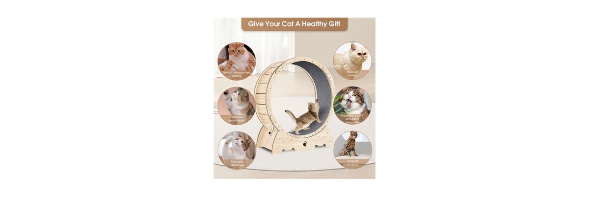 Slickblue Cat Exercise Wheel for Indoor Cats – Carpeted Running Wheel, Fitness Treadmill for Healthy Weight Loss, 37