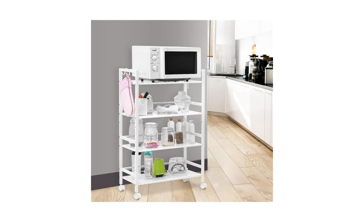 Slickblue Widened 4-Tier Multi-Functional Storage Cart for Versatile Organization and Easy Mobility