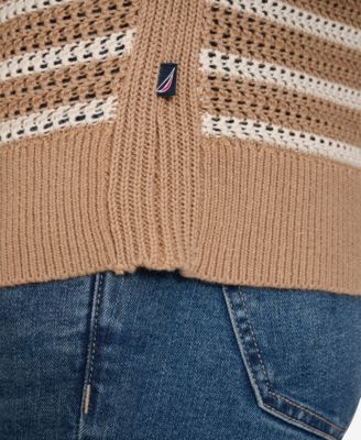 Women's Long Sleeves Pointelle Crew Neck Sweater