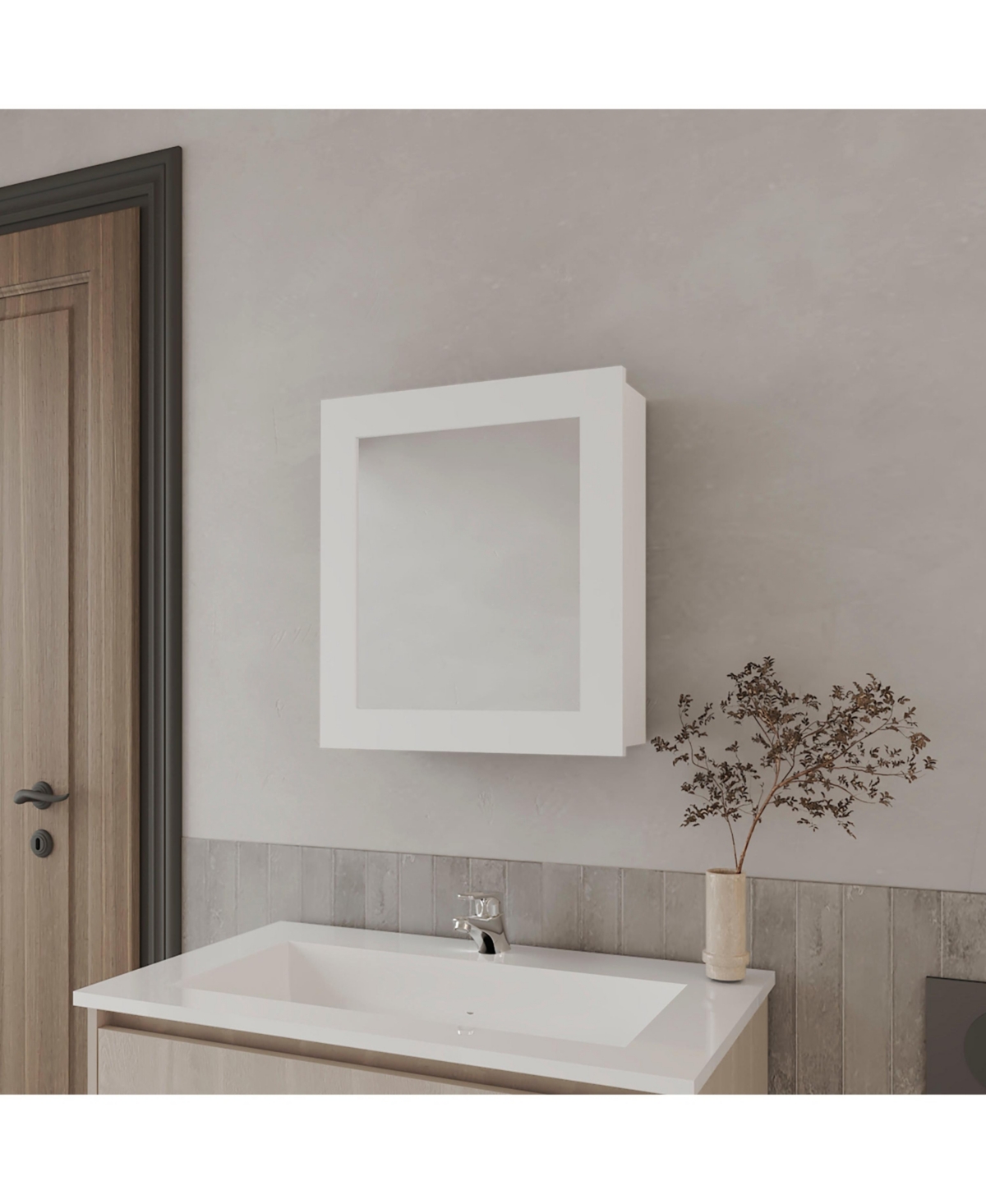 Payson Medicine Cabinet in Melamine With Included Mirror, White - White