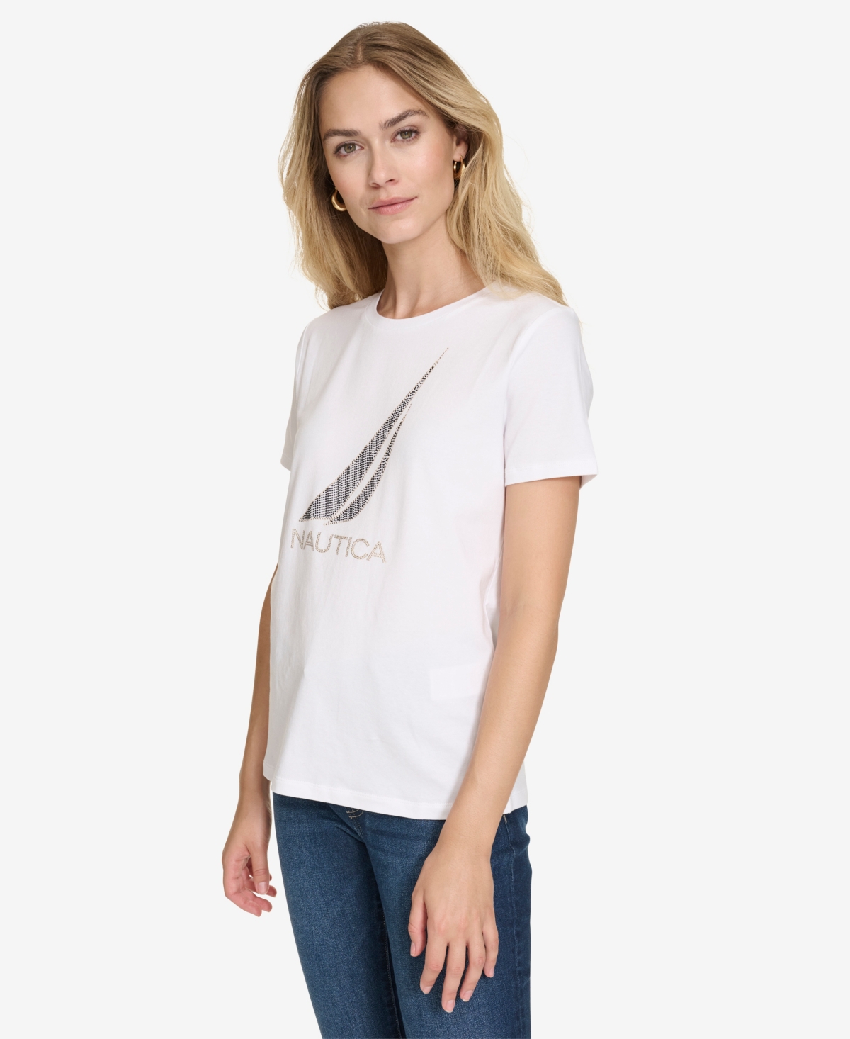Nautica Jeans Women's Embellished Logo Crewneck T-Shirt