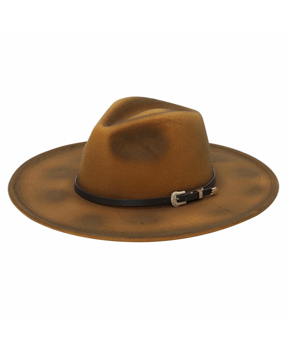 Dillard Ultra Felt Faux Leather Cord Wide Brim Hat - Brown