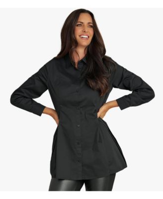 Women's Long Sleeves Cotton Poplin Diagonal Tuck Way Ahead Tunic