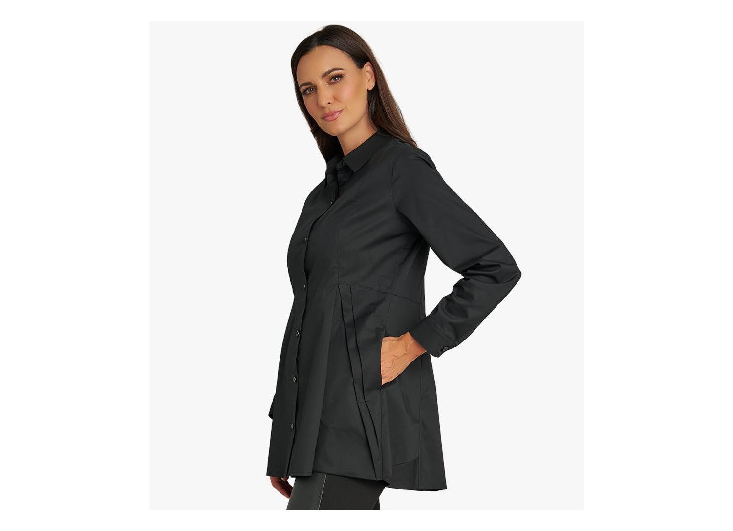 Women's Long Sleeves Cotton Poplin Diagonal Tuck Way Ahead Tunic