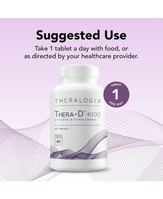 Thera-D 4000 Vitamin D Supplement - 4,000 IU (100 mcg) Vitamin D3 - 90-Day Supply - Immune Support Supplement for Women & Men - Aids Bone & Heart Health - NSF Certified - 90 Tablets