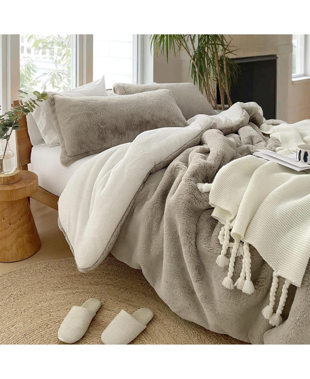 Coma Inducer Oversized Twin Comforter Set - Chunky Bunny - Stone Taupe