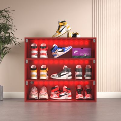 Streamdale red LED light shoe box three layers with glass doors