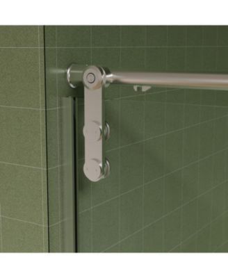 56" -60" W x 70" H Frameless Shower Door, Sliding Shower Door, Premium 5/16" (8mm) Thick Tempered Glass Shower Enclosure with Towel Bar, Double Side Easy Clean Coat, Brushed Nickel Finished With Buffe