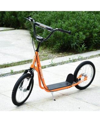 Youth Scooter Kick Scooter for Kids 5+ with Adjustable Handlebar 16" Front and Rear Dual Brakes Inflatable Wheels, Orange