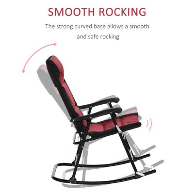 2 Piece Outdoor Patio Furniture Set with 2 Folding Padded Rocking Chairs, Bistro Style for Porch, Camping, Balcony, Red