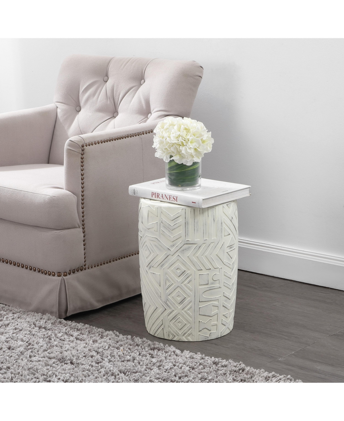 Jonathan Y Rafi Transitional Bohemian Geometric Drum Garden Stool