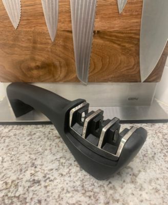 GEFU Diamond, Tungsten Steel, and Ceramic Three Stage Knife Sharpener