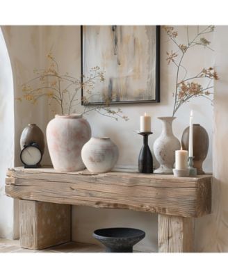 Marble Brown and White 7.5-Inch Tall Terracotta Vase