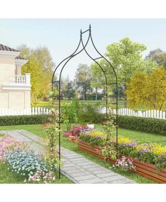 2 PCS Garden Arbor with Multiple Side Crossbars Powder-coated Metal Tubes