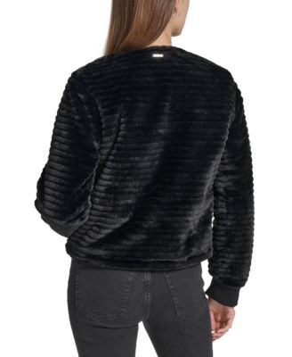 Women's Ribbed Faux-Fur Jacket