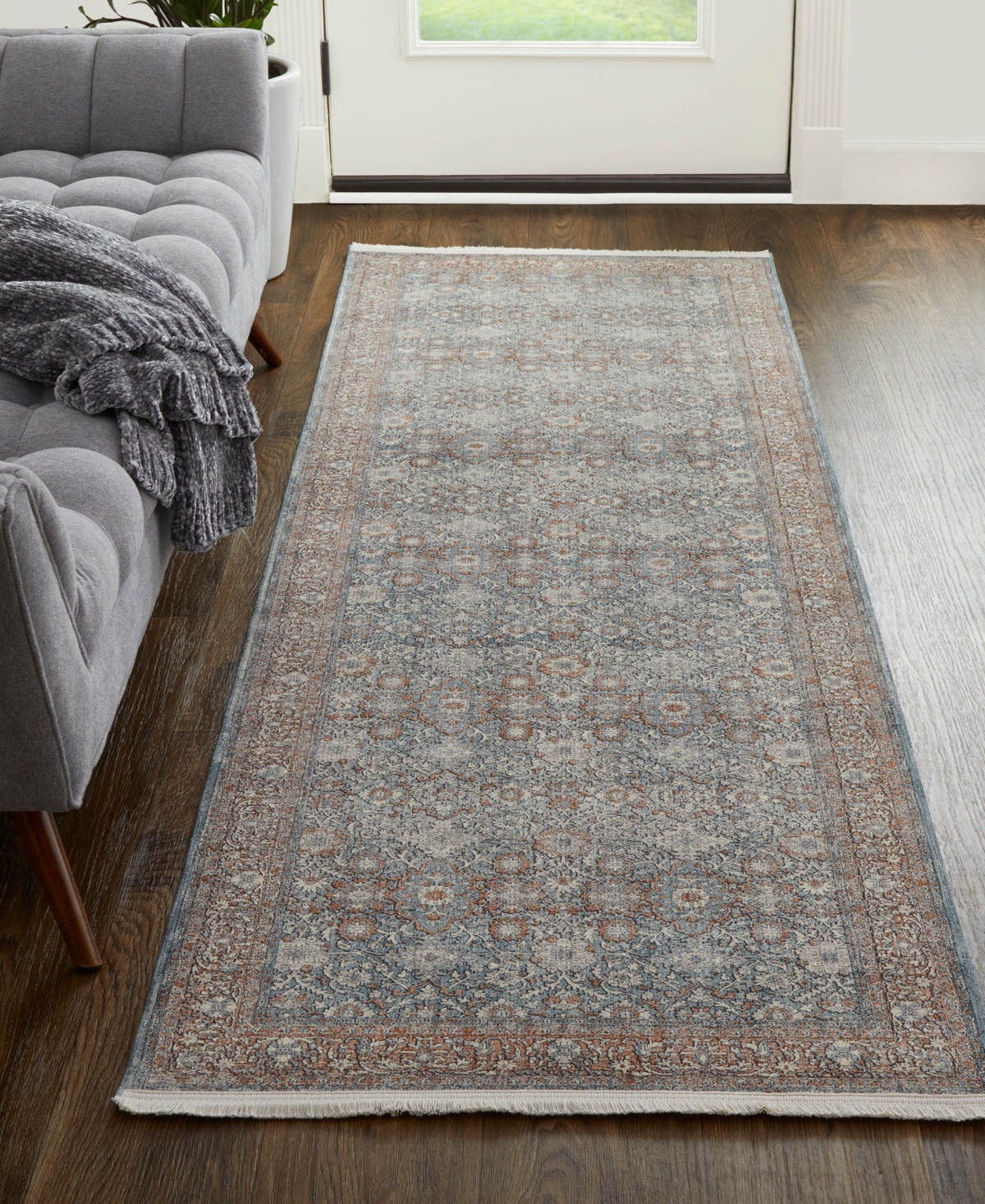 Feizy Marquette 39gtf 2'8"x12' Runner Area Rug In Blue,red