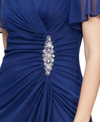 Alex Evening Women's Embellished Flutter-Sleeve Gown - Macy's