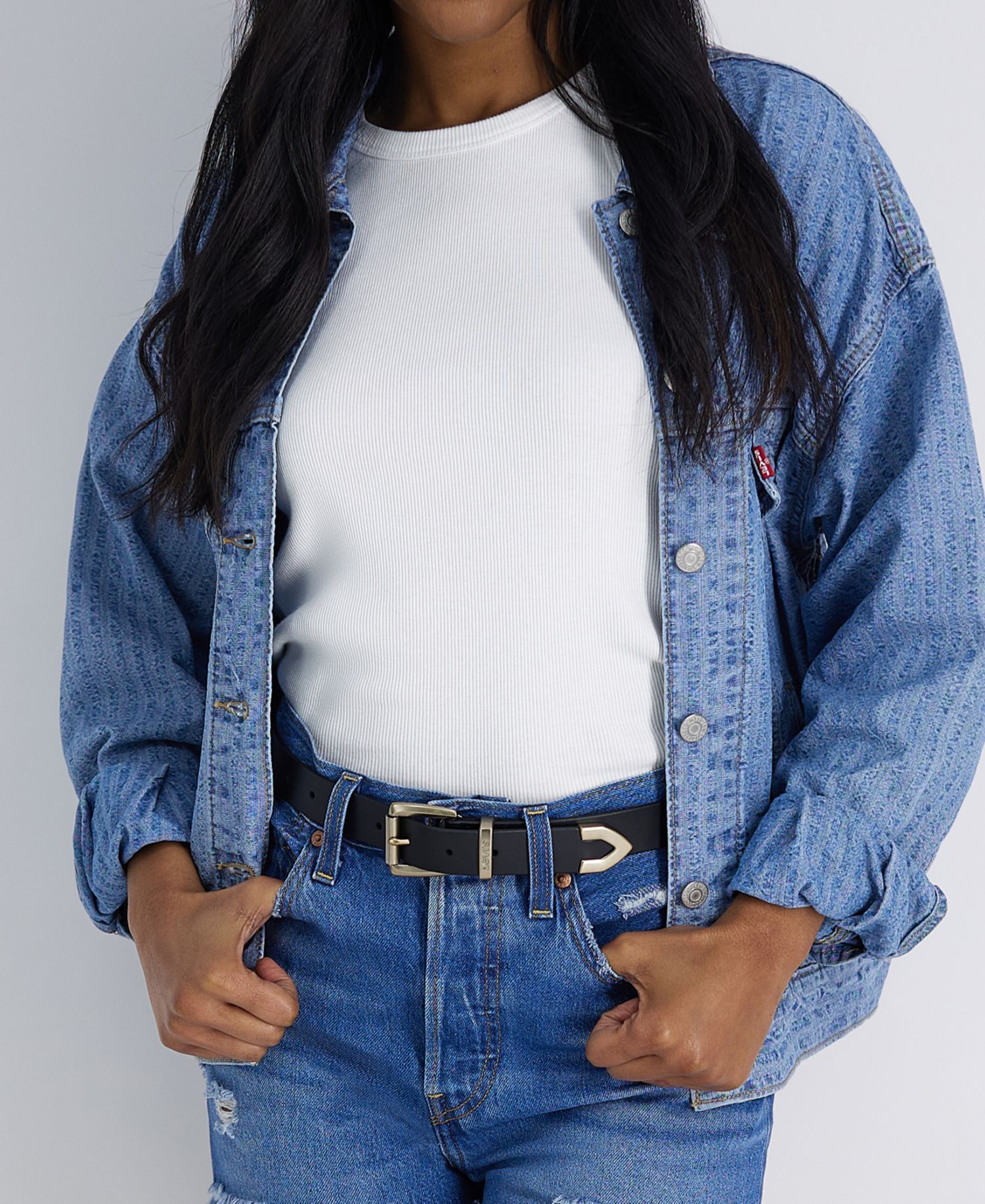 Women's Western Metal Tip End Leather Extended Size Belt