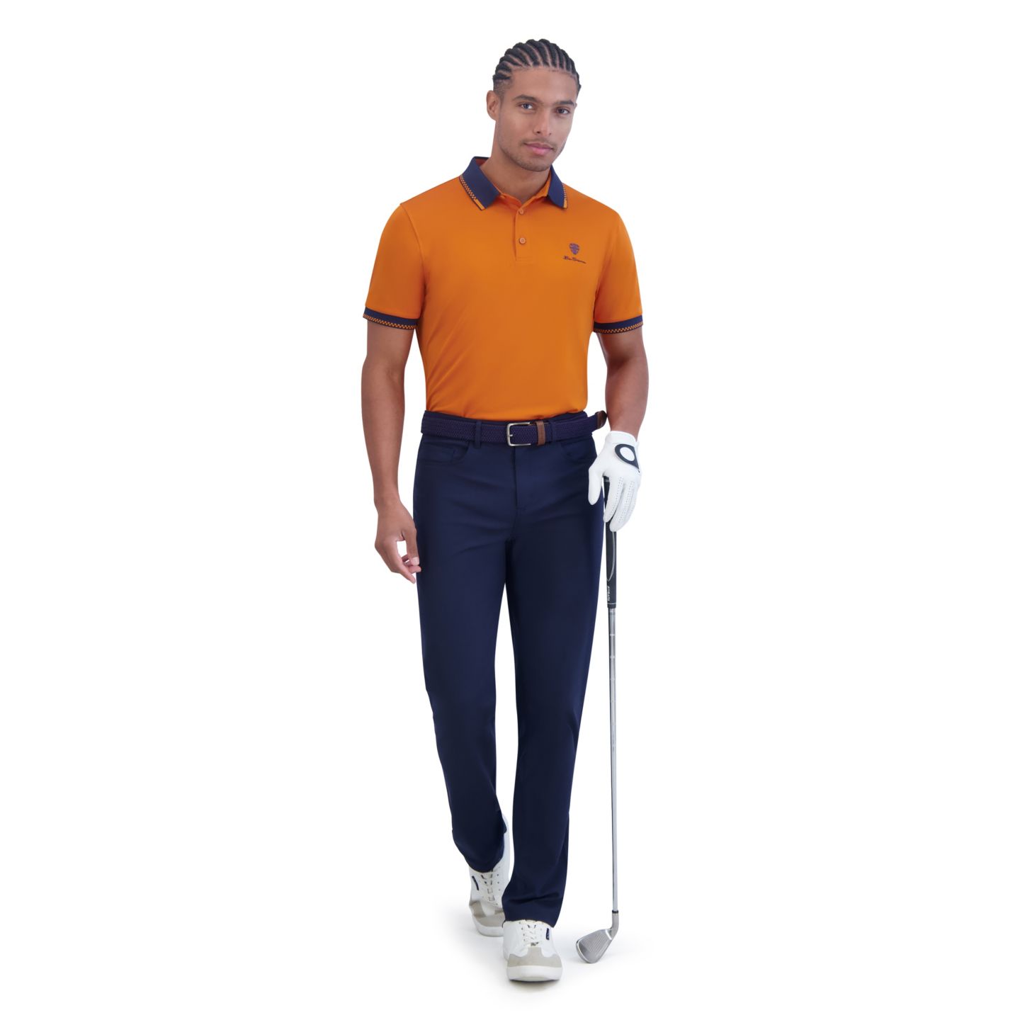 Мужское поло Ben Sherman Checker Rib Tech Pique Sports Fit Polo Shirt, цвет: Янтарный — фото 6