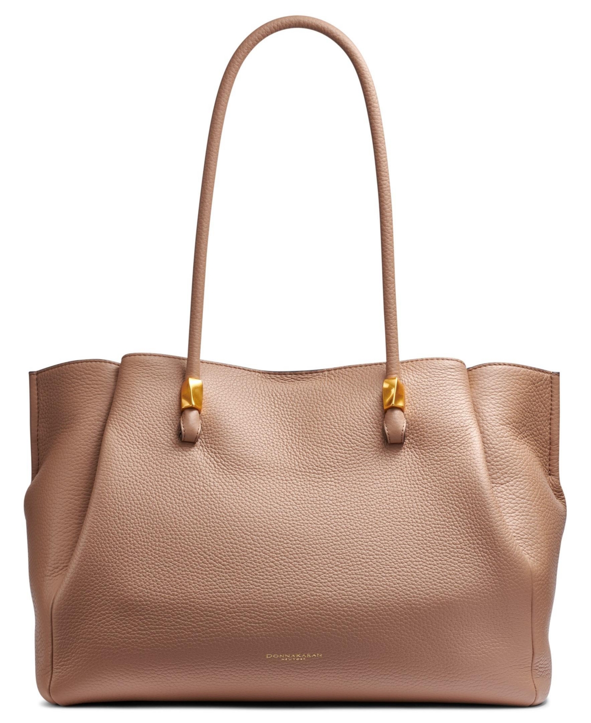 Shop Donna Karan Quogue Leather Triple Compartment Tote Bag In Toasted Almond