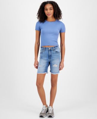 Juniors' High-Rise Bermuda Shorts