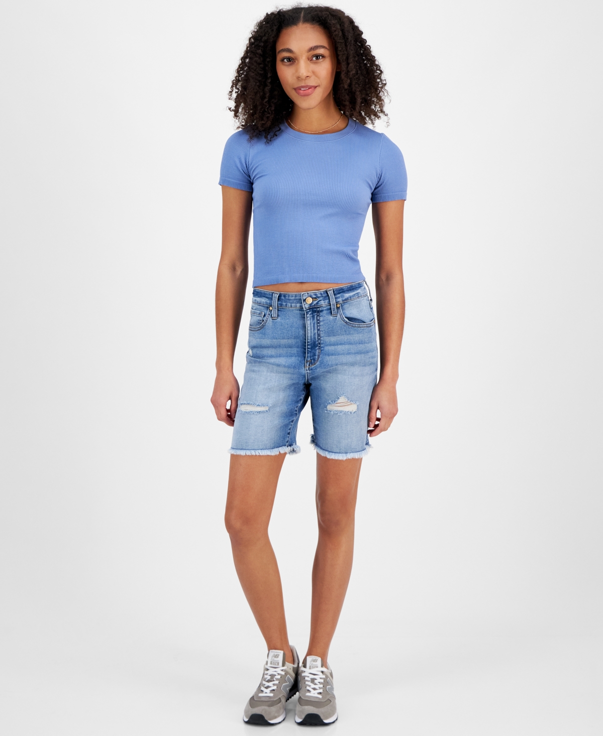 Juniors' High-Rise Bermuda Shorts - Scojo