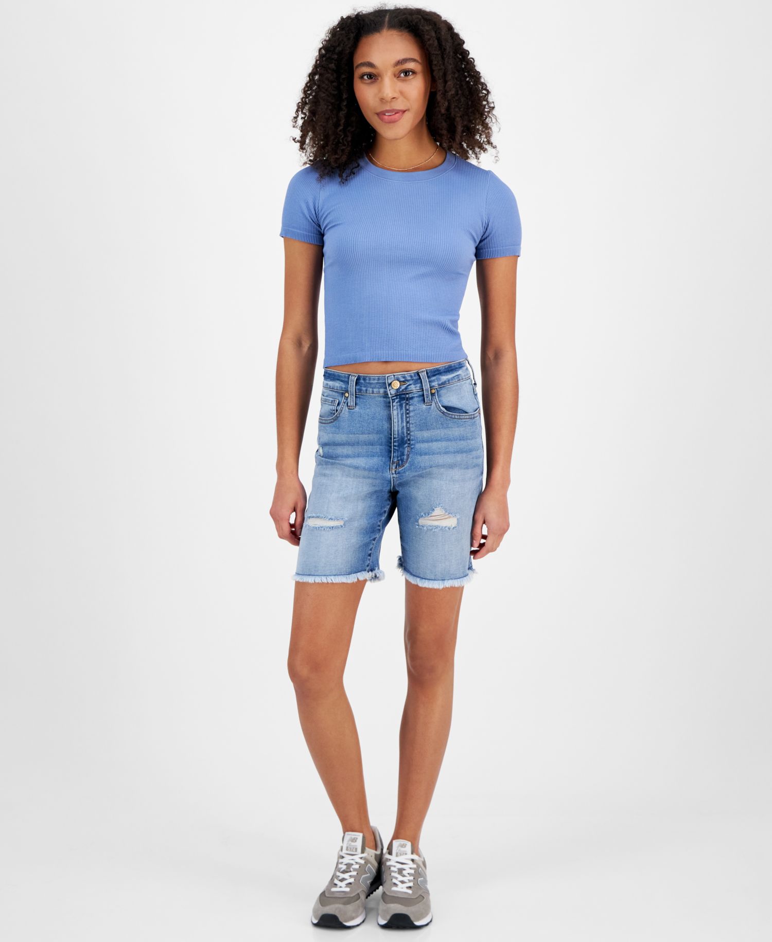 Juniors' High-Rise Bermuda Shorts