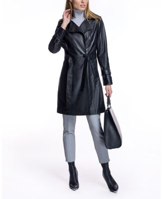 Women's Belted Leather Coat