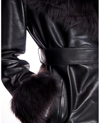 Women's Wrap Coat with Shearling Trim