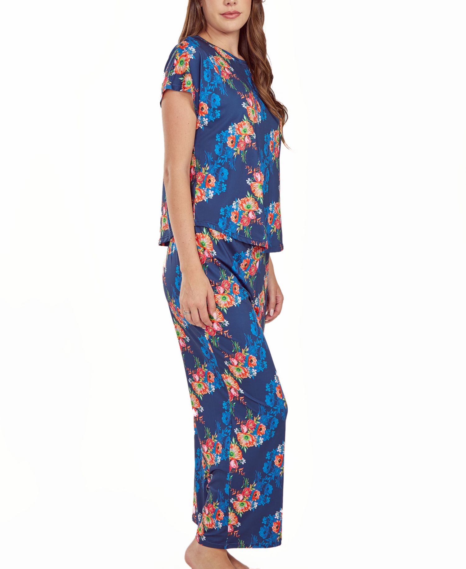 Women's Floral Microfiber Crop Pant and Top Pajama Set