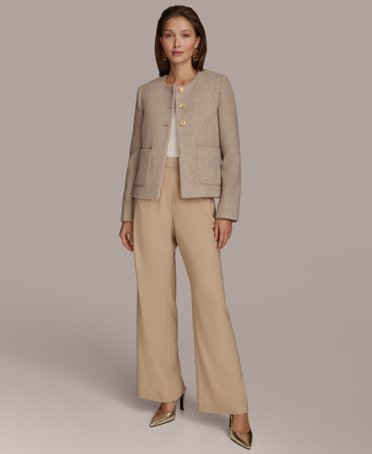 Donna Karan New York Women's Round-Neck Button-Front Jacket