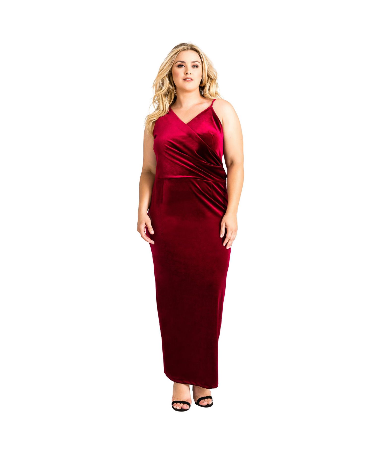 Plus Size Asymmetrical Velvet Maxi Dress