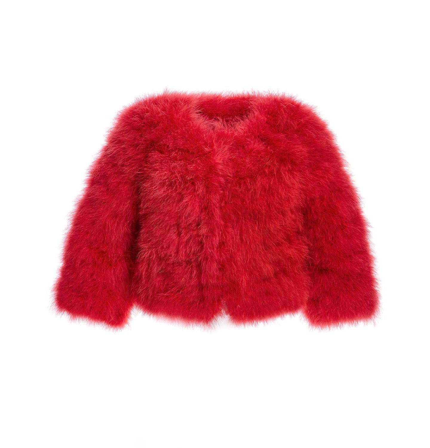Женские болеро Julia & Stella By Maximilian Collarless Feather Bolero, цвет: Красный — фото 4