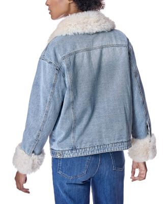 Women's Denim Jacket with Shearling Trim