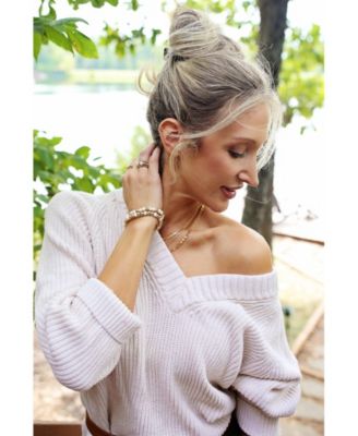 Freshwater Pearl and Non-Tarnishing  6mm Gold-Filled Ball Stretch Bracelet