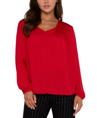 Women's Smocked V-Neck Top