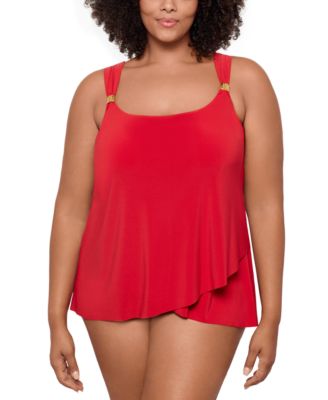 Plus Size Draped Tankini Top Bikini Bottoms