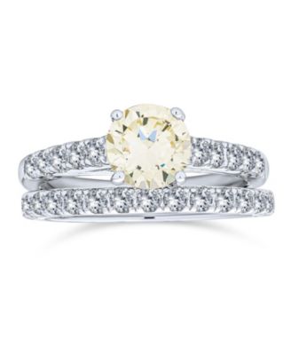1ct Canary Yellow Cz Solitaire Cocktail Statement Ring With Eternity Pave Band